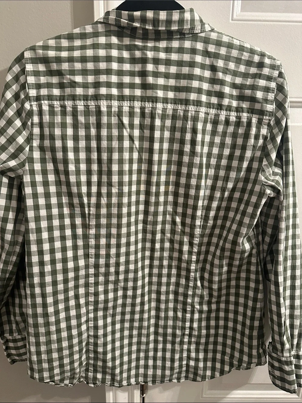 J. Crew Green and White Gingham Button-Down Shirt
